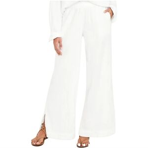 NWT Old Navy High Waisted Crinkle Gauze Demi Wide Leg Pants Calla Lily White L